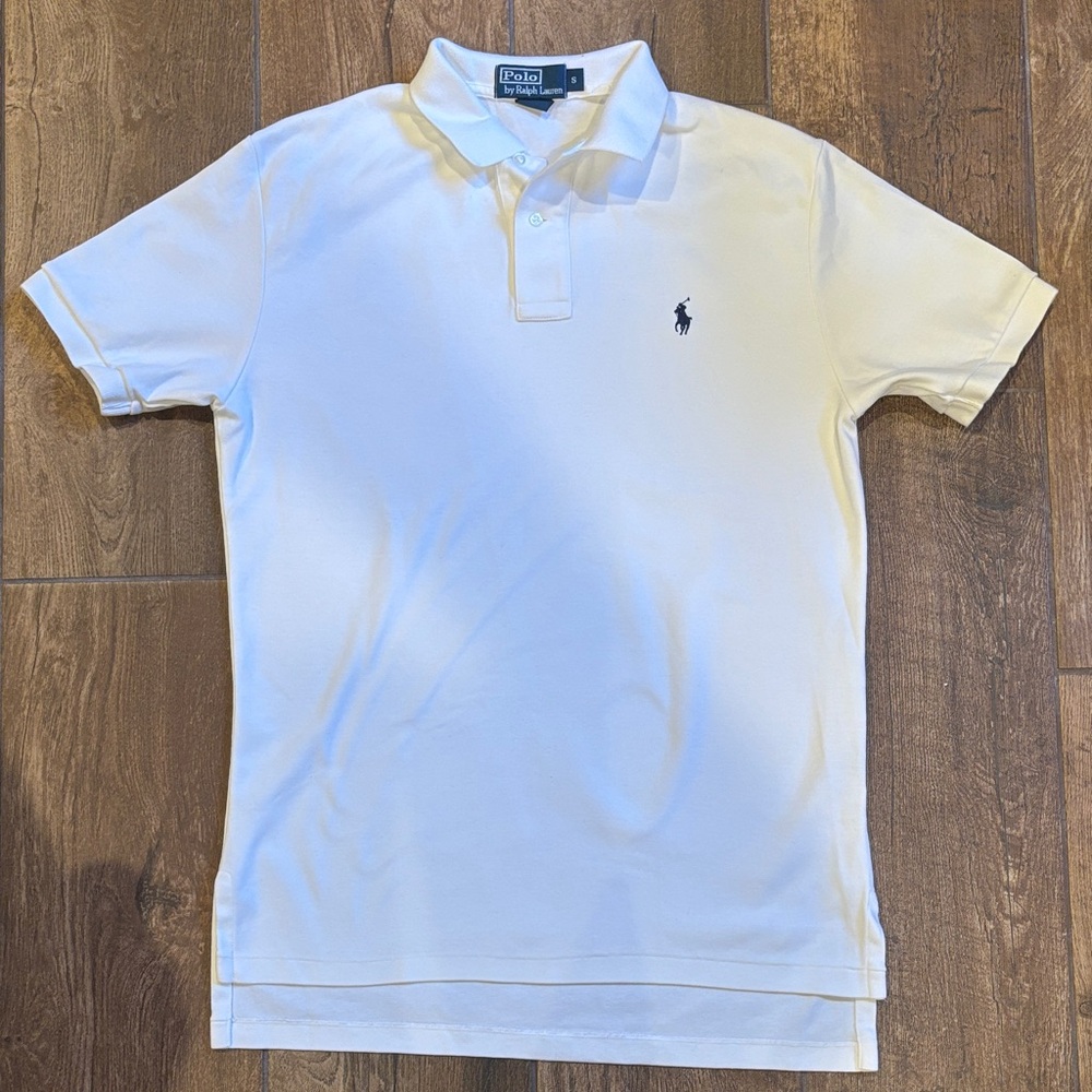 Polo by Ralph Lauren White Mesh Polo with Navy Logo